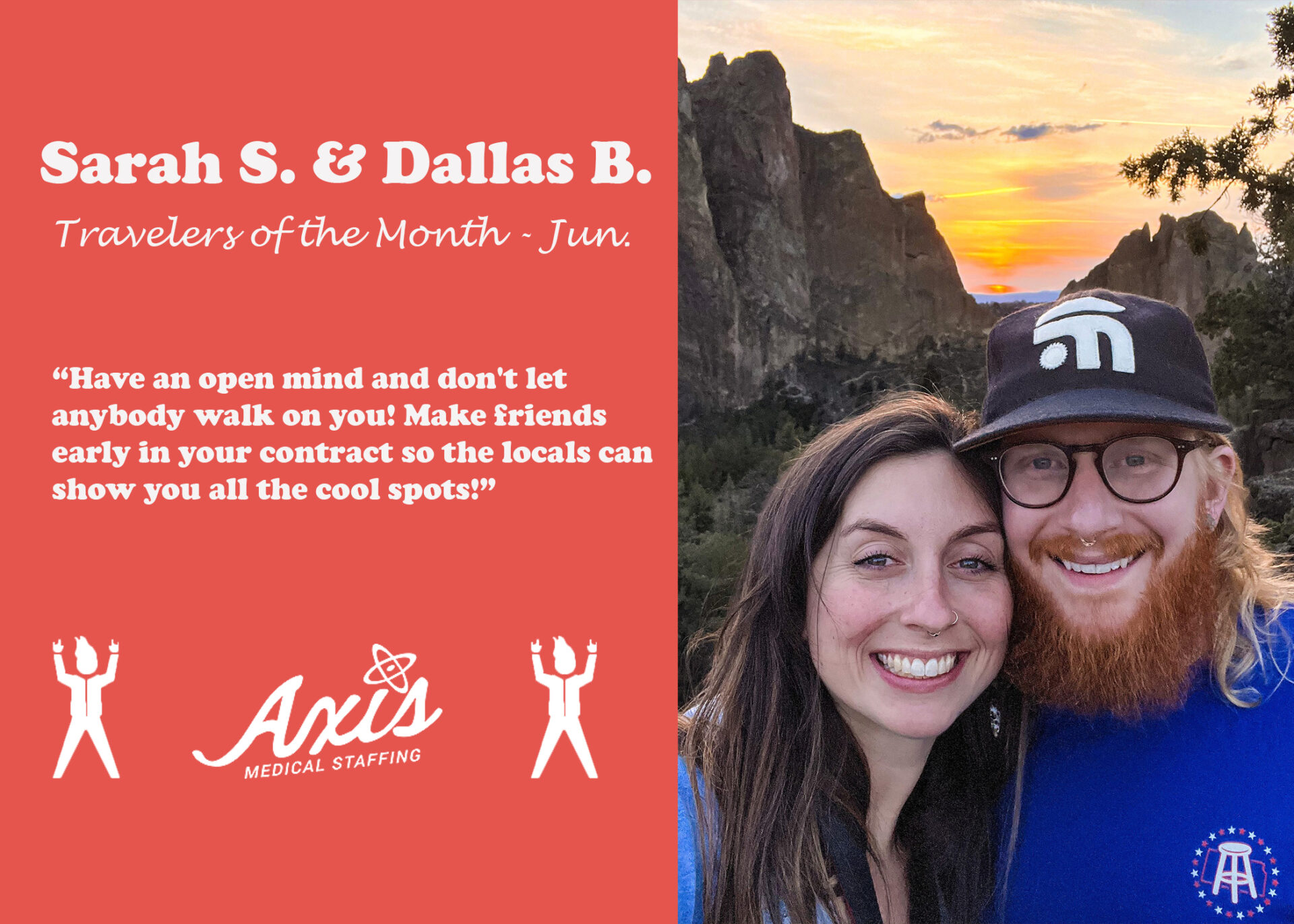 Travelers of the Month: Sarah S. & Dallas B!
